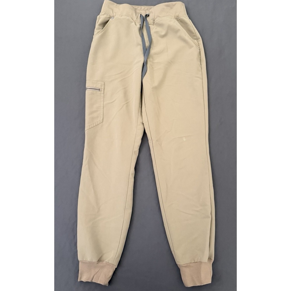 Figs Zamora Joggers Scrub Pants Womens Small Beige Pull-On Healthcare Work